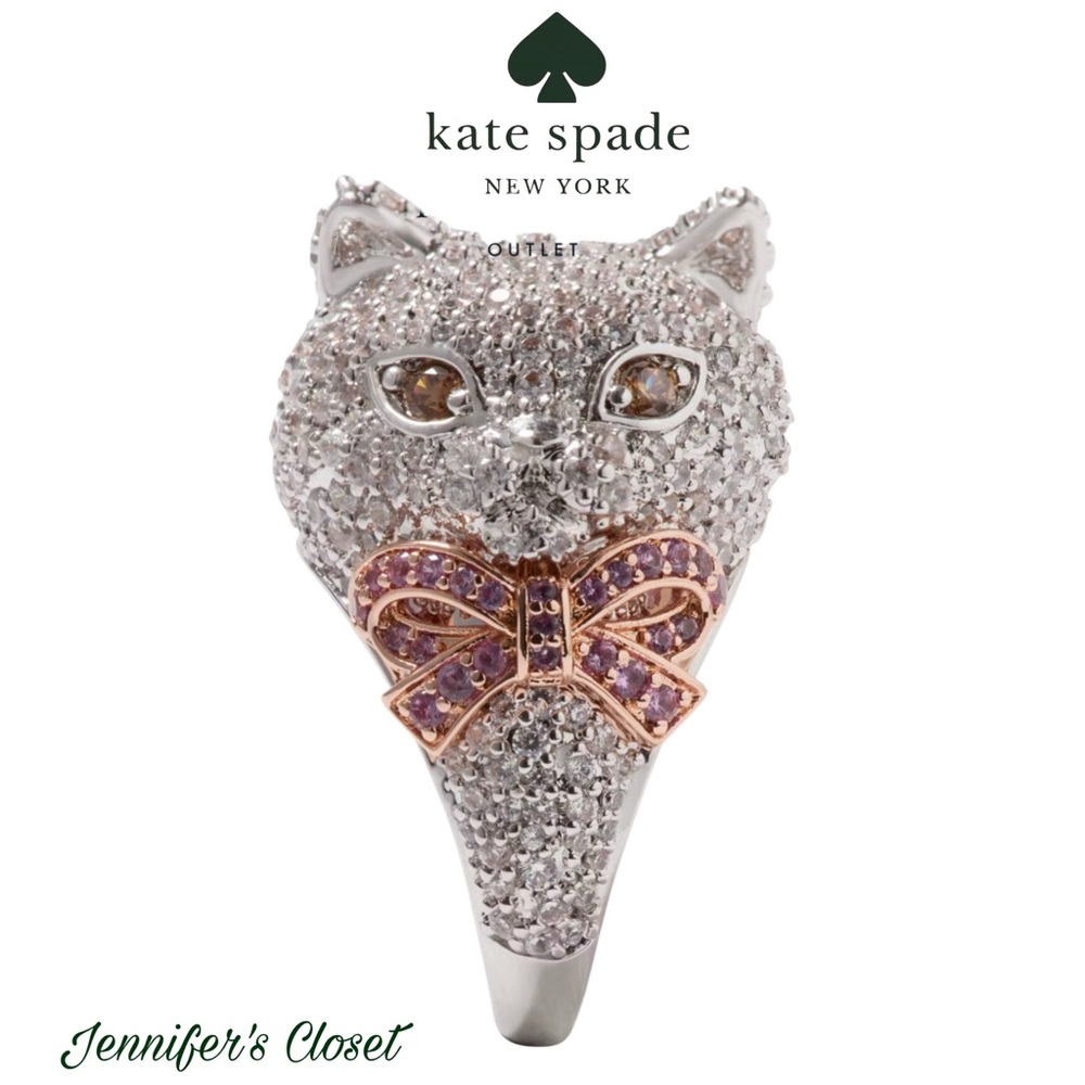 Kate Spade Pave Cat Head Statement Ring Sz. 6